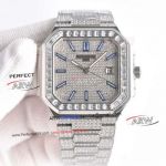  Super Clone Patek Philippe Cubitus Iced Out Diamond Square Diamond Bezel 45mm Watch 